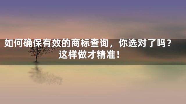 如何确保有效的商标查询，你选对了吗？这样做才精准！