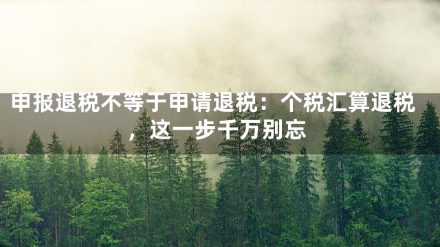 申报退税不等于申请退税：个税汇算退税，这一步千万别忘