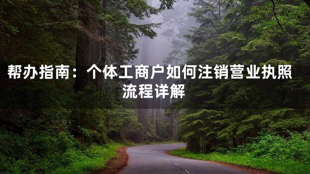 帮办指南：个体工商户如何注销营业执照流程详解