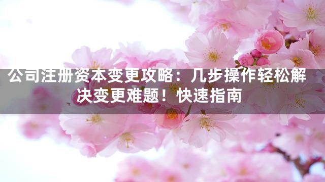 公司注册资本变更攻略：几步操作轻松解决变更难题！快速指南