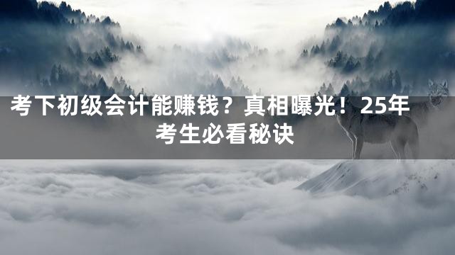 考下初级会计能赚钱？真相曝光！25年考生必看秘诀