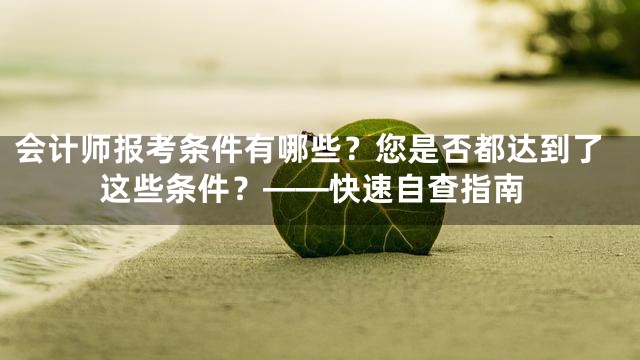 会计师报考条件有哪些？您是否都达到了这些条件？——快速自查指南