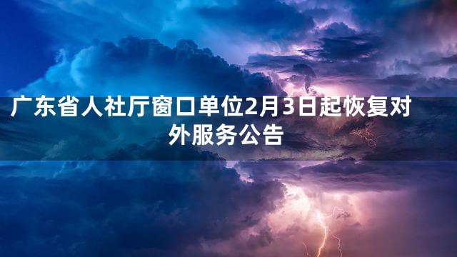 广东省人社厅窗口单位2月3日起恢复对外服务公告