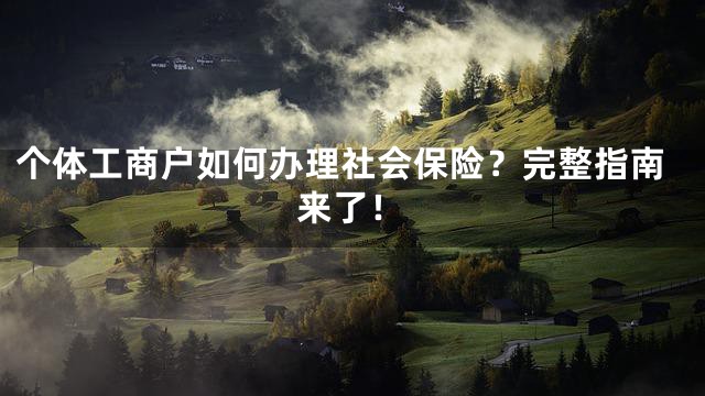 个体工商户如何办理社会保险？完整指南来了！