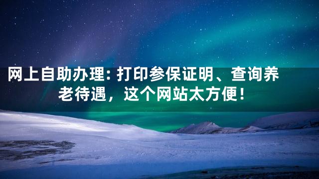 网上自助办理: 打印参保证明、查询养老待遇，这个网站太方便！