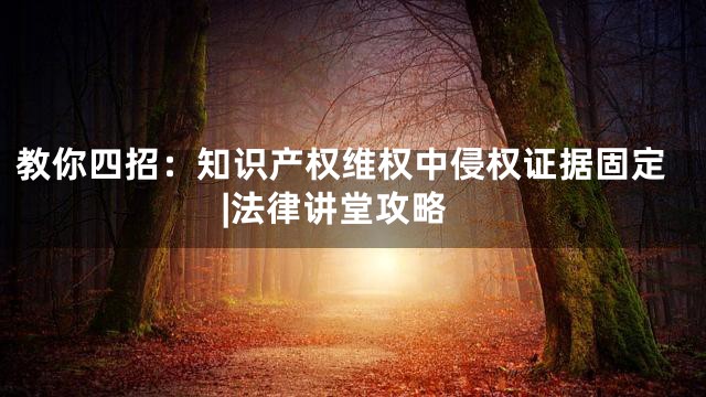 教你四招：知识产权维权中侵权证据固定|法律讲堂攻略