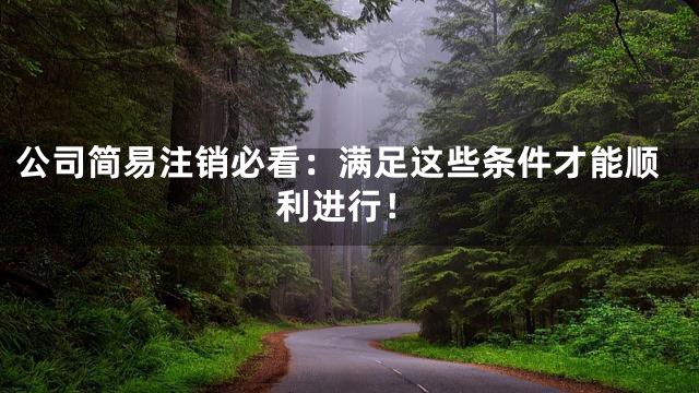 公司简易注销必看：满足这些条件才能顺利进行！