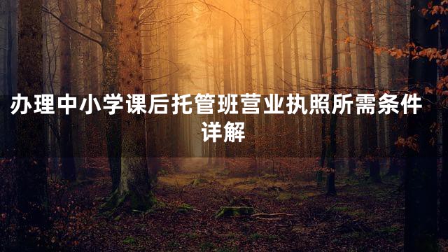 办理中小学课后托管班营业执照所需条件详解
