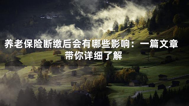 养老保险断缴后会有哪些影响：一篇文章带你详细了解
