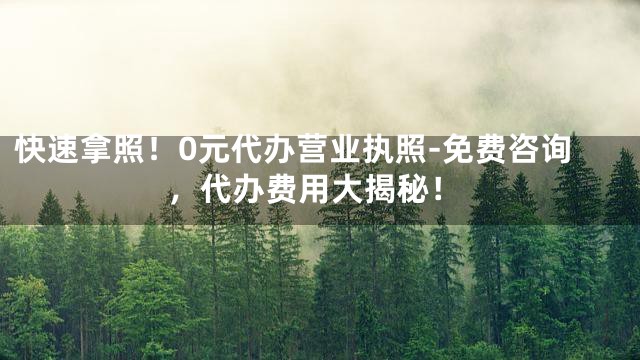 快速拿照！0元代办营业执照-免费咨询，代办费用大揭秘！