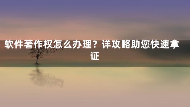 软件著作权怎么办理？详攻略助您快速拿证