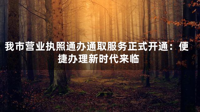 我市营业执照通办通取服务正式开通：便捷办理新时代来临