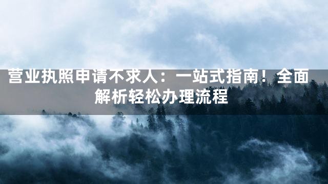 营业执照申请不求人：一站式指南！全面解析轻松办理流程