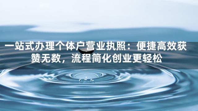 一站式办理个体户营业执照：便捷高效获赞无数，流程简化创业更轻松