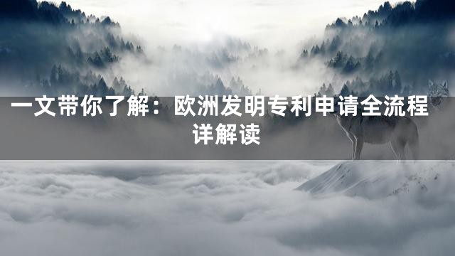 一文带你了解：欧洲发明专利申请全流程详解读