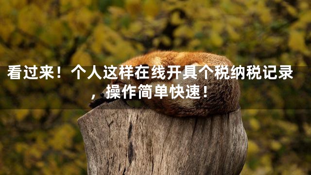 看过来！个人这样在线开具个税纳税记录，操作简单快速！