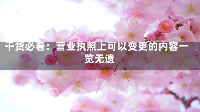 干货必看：营业执照上可以变更的内容一览无遗