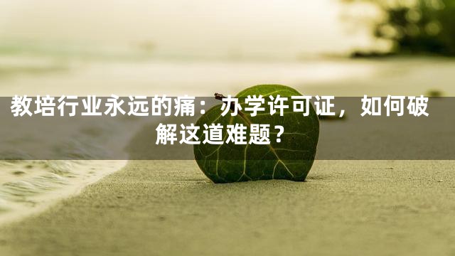 教培行业永远的痛：办学许可证，如何破解这道难题？