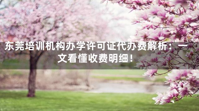 东莞培训机构办学许可证代办费解析：一文看懂收费明细！