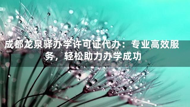 成都龙泉驿办学许可证代办：专业高效服务，轻松助力办学成功