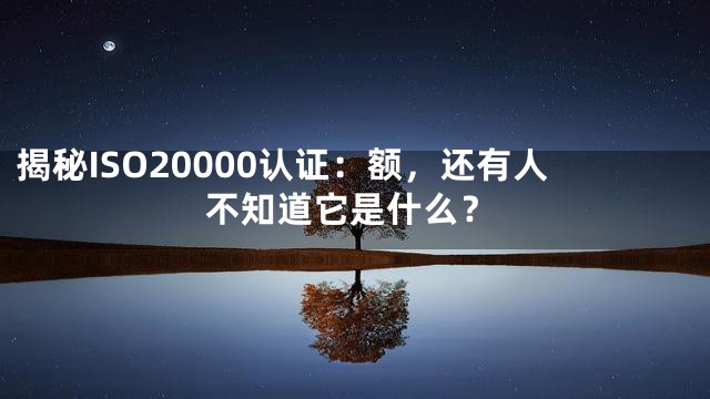 揭秘ISO20000认证：额，还有人不知道它是什么？