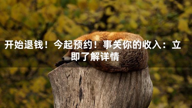 开始退钱！今起预约！事关你的收入：立即了解详情
