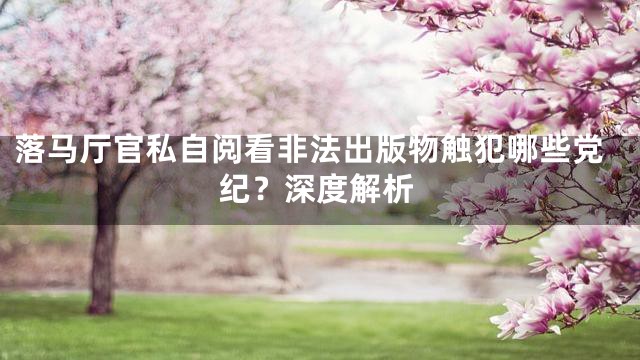 落马厅官私自阅看非法出版物触犯哪些党纪？深度解析