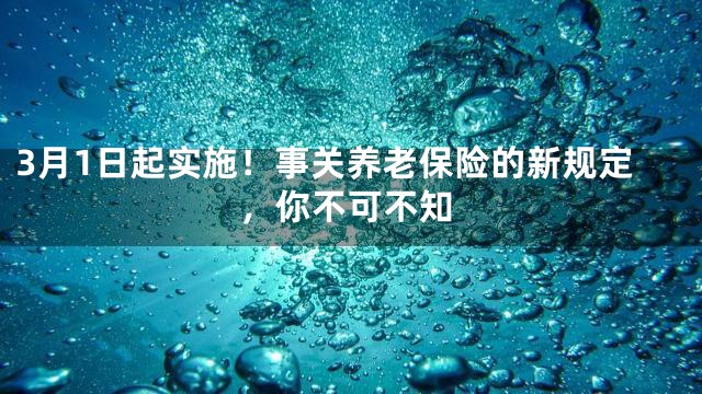3月1日起实施！事关养老保险的新规定，你不可不知