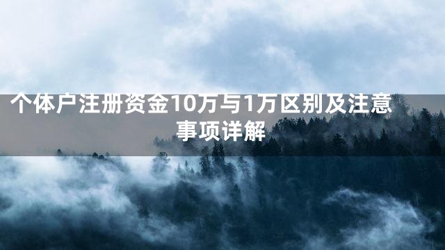 个体户注册资金10万与1万区别及注意事项详解