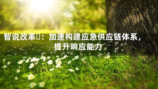 智说改革⑭：加速构建应急供应链体系，提升响应能力