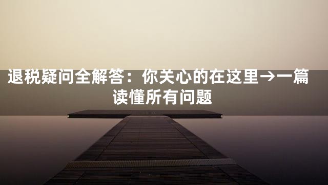 退税疑问全解答：你关心的在这里→一篇读懂所有问题