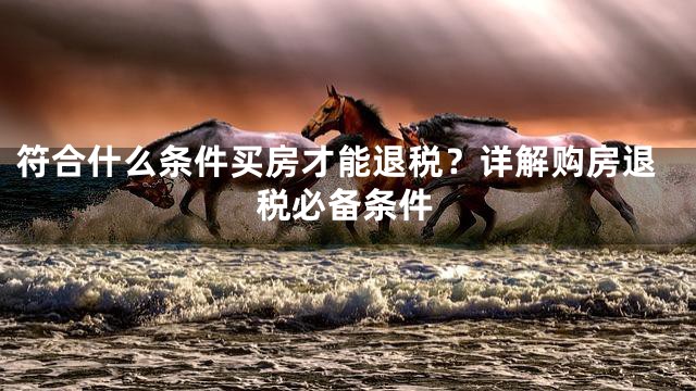符合什么条件买房才能退税？详解购房退税必备条件