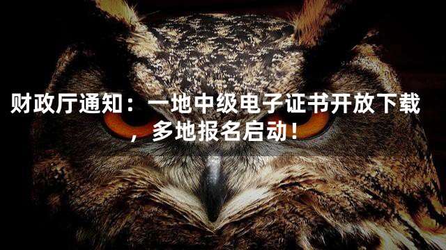 财政厅通知：一地中级电子证书开放下载，多地报名启动！