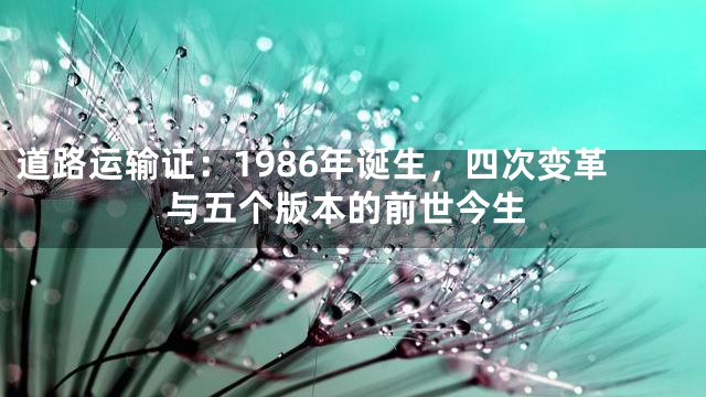道路运输证：1986年诞生，四次变革与五个版本的前世今生