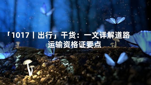 「1017丨出行」干货：一文详解道路运输资格证要点