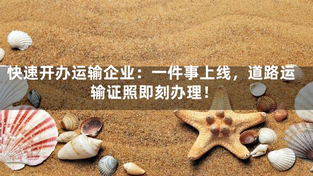 快速开办运输企业：一件事上线，道路运输证照即刻办理！