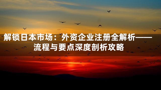 解锁日本市场：外资企业注册全解析——流程与要点深度剖析攻略