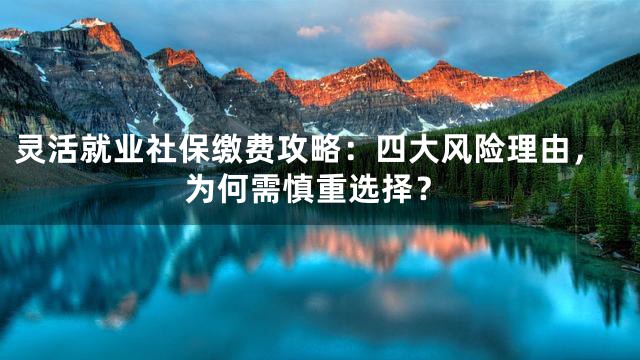 灵活就业社保缴费攻略：四大风险理由，为何需慎重选择？