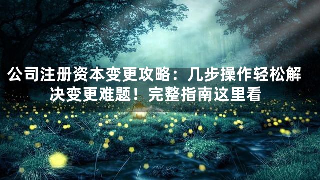 公司注册资本变更攻略：几步操作轻松解决变更难题！完整指南这里看
