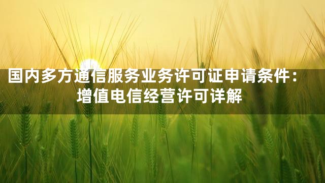 国内多方通信服务业务许可证申请条件：增值电信经营许可详解