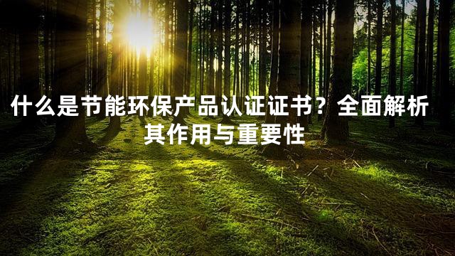 什么是节能环保产品认证证书？全面解析其作用与重要性