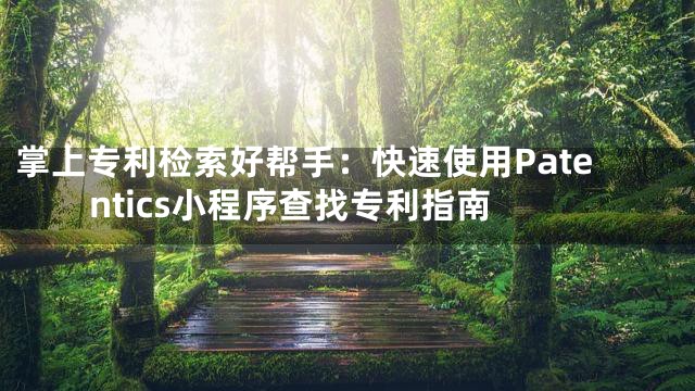 掌上专利检索好帮手：快速使用Patentics小程序查找专利指南