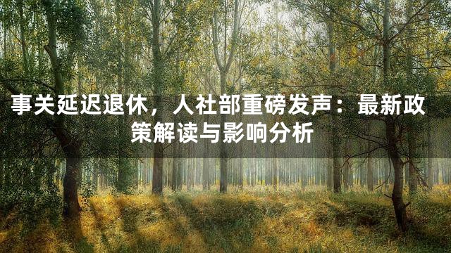 事关延迟退休，人社部重磅发声：最新政策解读与影响分析
