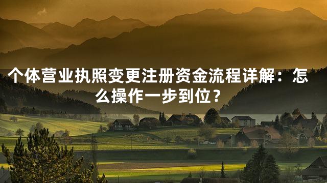 个体营业执照变更注册资金流程详解：怎么操作一步到位？