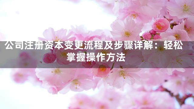 公司注册资本变更流程及步骤详解：轻松掌握操作方法