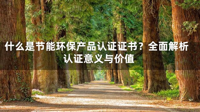 什么是节能环保产品认证证书？全面解析认证意义与价值