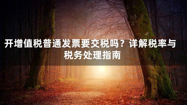 开增值税普通发票要交税吗？详解税率与税务处理指南