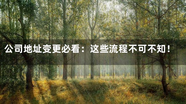 公司地址变更必看：这些流程不可不知！