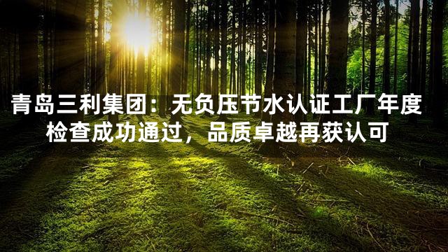 青岛三利集团：无负压节水认证工厂年度检查成功通过，品质卓越再获认可