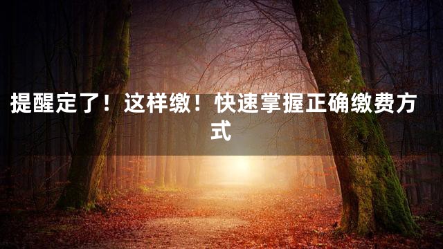 提醒定了！这样缴！快速掌握正确缴费方式